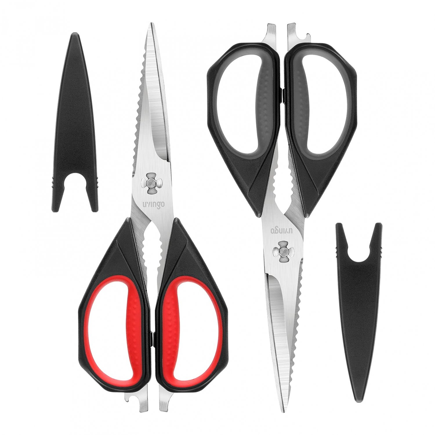 LIVINGO Kitchen Scissors, 2 Pack 9.25"" Utility All Purpose Poultry Shears Heavy Duty Dishwasher Saf