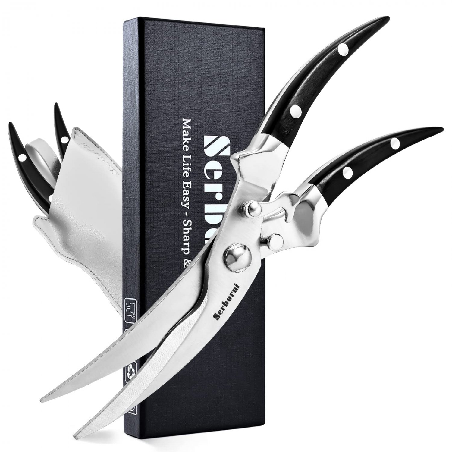 Serborni Heavy Duty Kitchen Poultry Shears Metal Premium Kitchen Scissors With Safety Lock For Chick