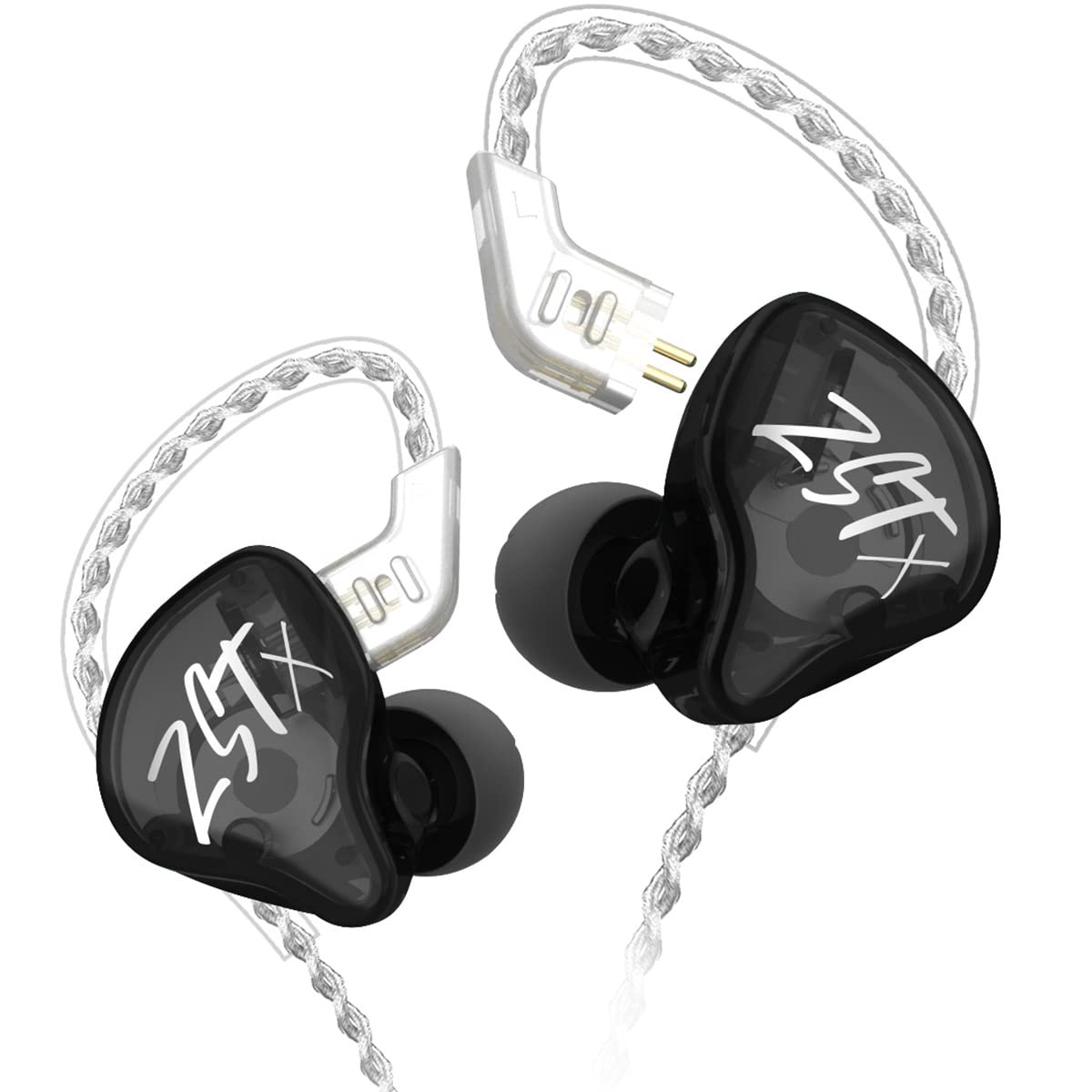 KZ ZST X in-Ear Monitors, Upgraded Dynamic Hybrid Dual Driver ZSTX Earphones, HiFi Stereo IEM Wired 