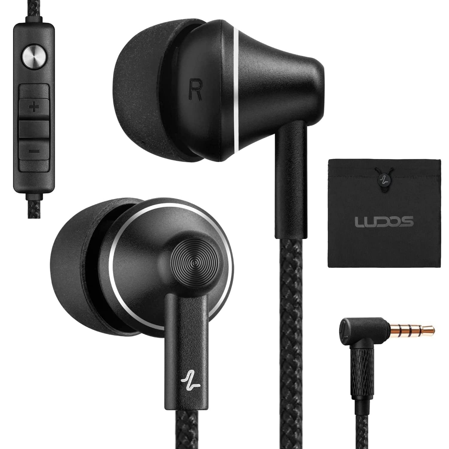 LUDOS AURIS Wired Earbuds in-Ear Headphones, Earphones with Microphone, 5 Year Warranty, Noise Isola