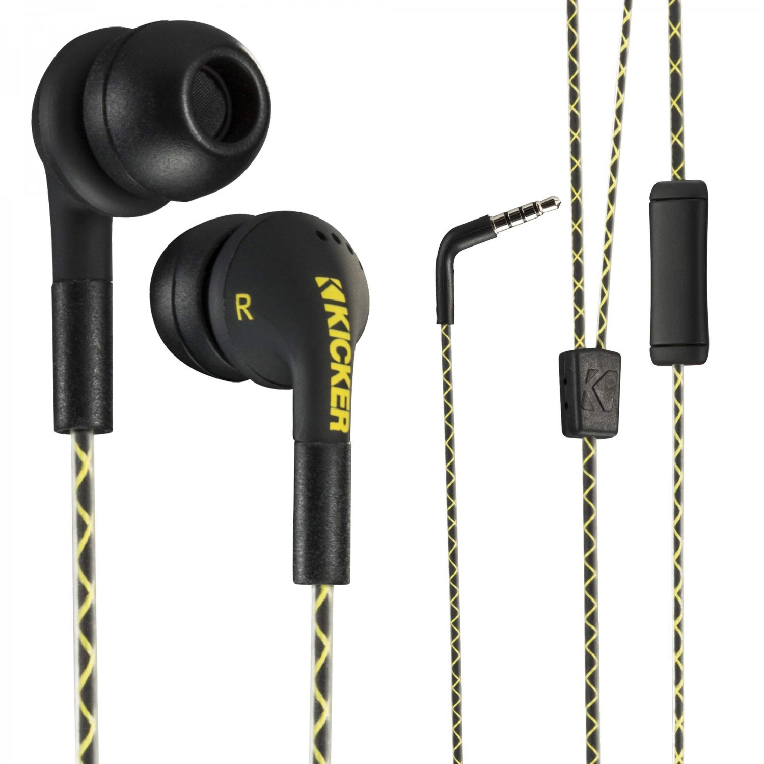 KICKER 46EB74 Wired Earbuds | in-Ear Noise-Isolating Earphones Stereo Monitor Headphones Silicone Ea