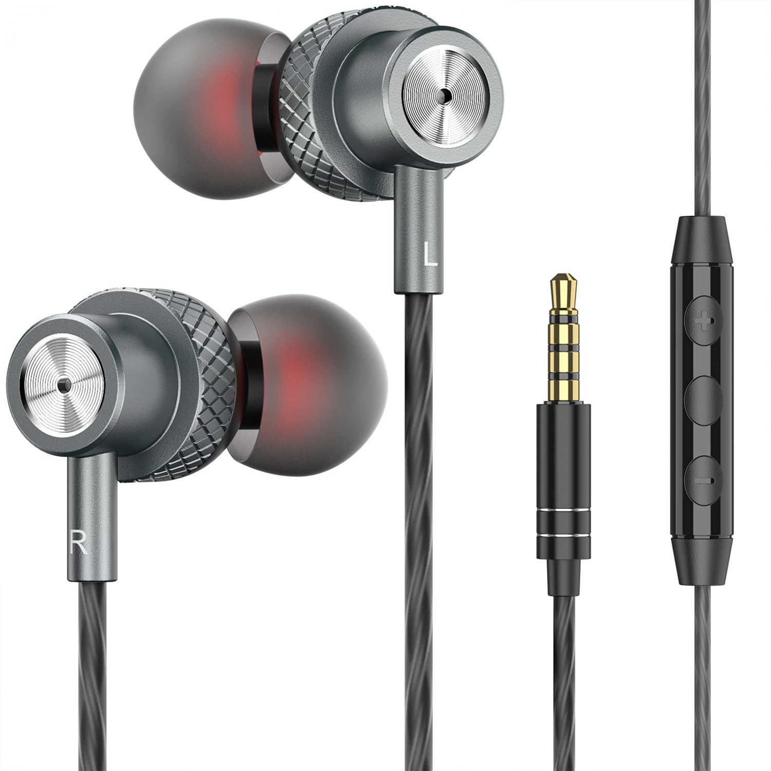 Earphones, JKSWT Wired Earbuds with Microphone and Volume Control, High Definition,Powerful Bass Sou