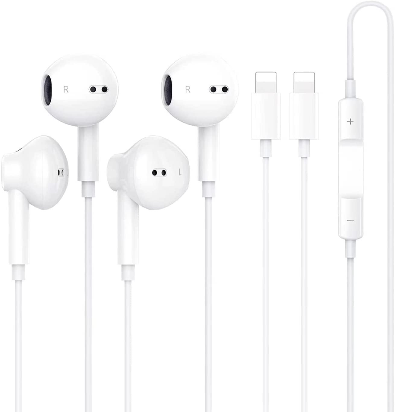 2 Pack Wired Earbuds Earphone, Headphones with Noise Reduction, Built-in Microphone and Volume Contr