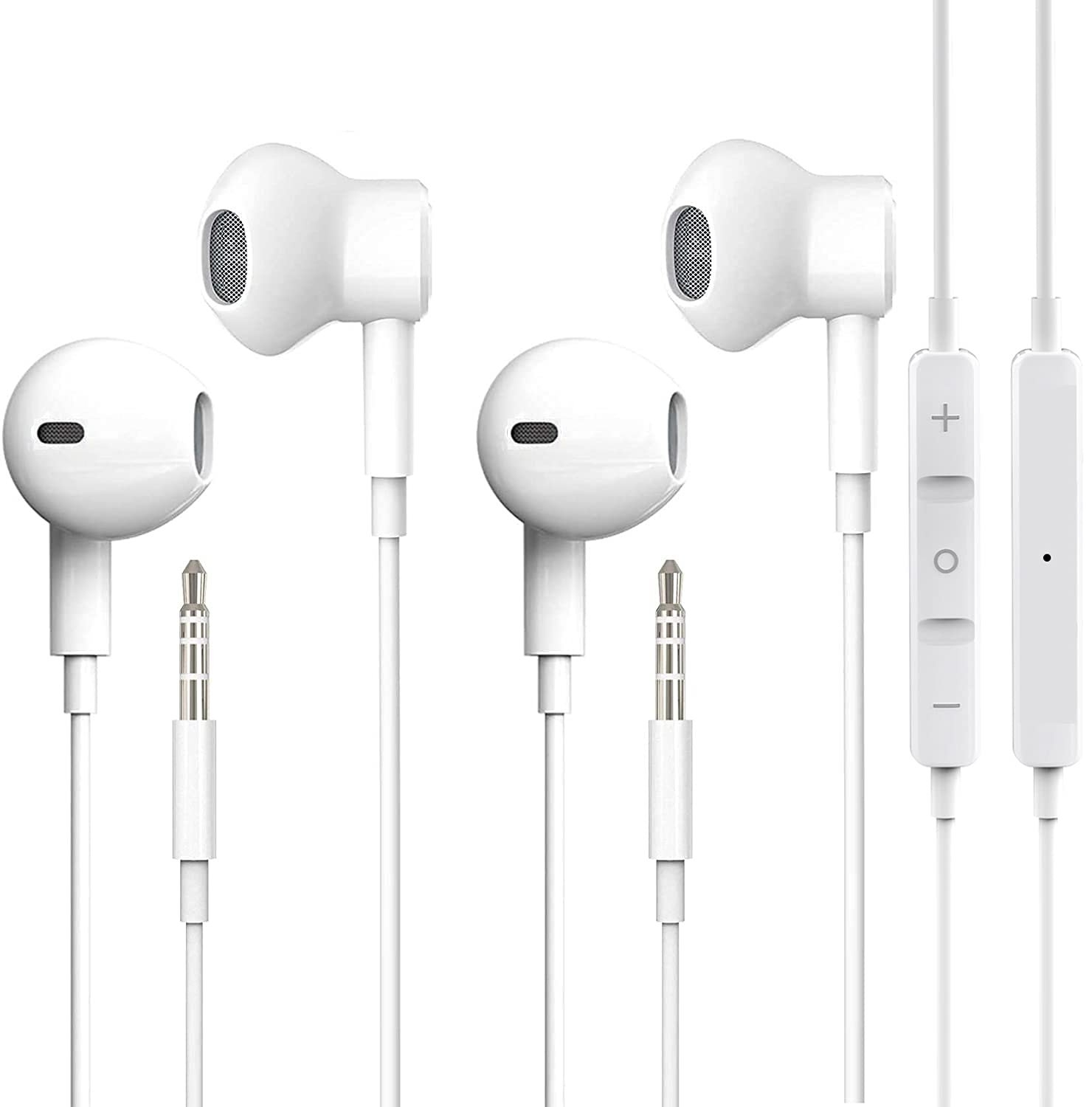 2 Pack Wired Earbuds Headphones, 3.5mm Earphones with Microphone for iPhone Headphones, Noise Isolat