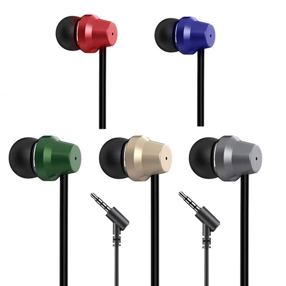 Earphones Headphones with Microphone 5 Pack, Wired Stereo Earbuds in-Ear Headphones Bass Earphones C