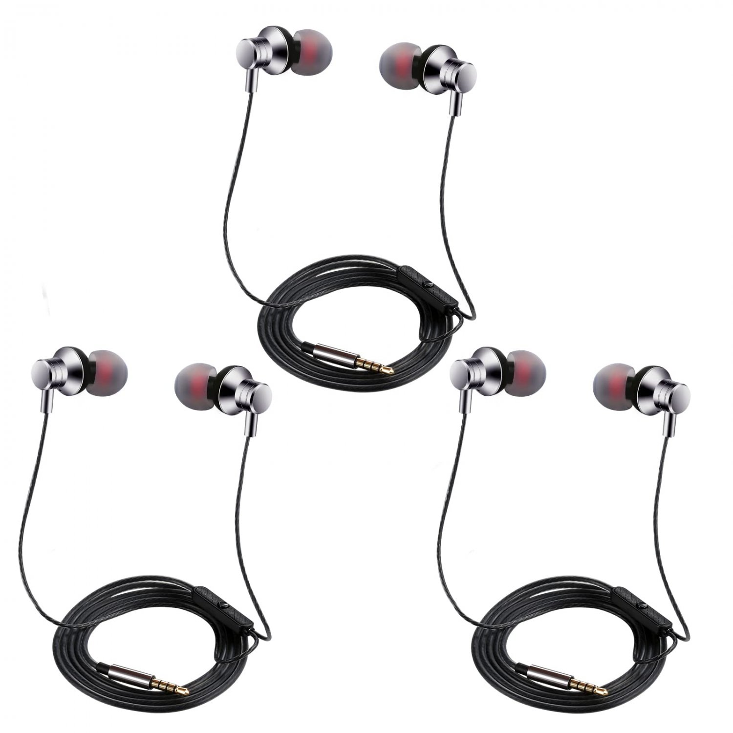 Empsun Wired Earbuds 3Pack Headphones with Microphone Stereo Bass Earphones Noise Isolation Compatib