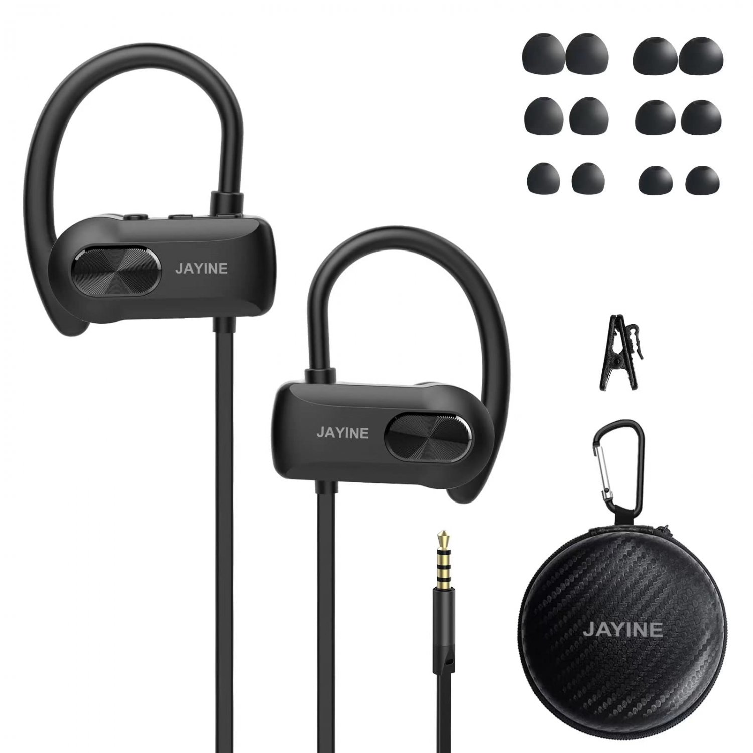 JAYINE Wired in-Ear Earbuds with Microphone Wired Earphones for Running Sports Workout, Stereo Sound