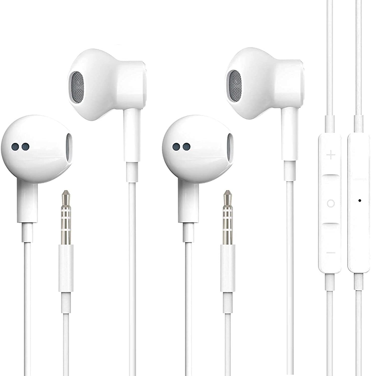 2 Pack with Apple Earbuds/Headphones/Earphones with 3.5mm Wired Earbuds with Microphone & Volume Con