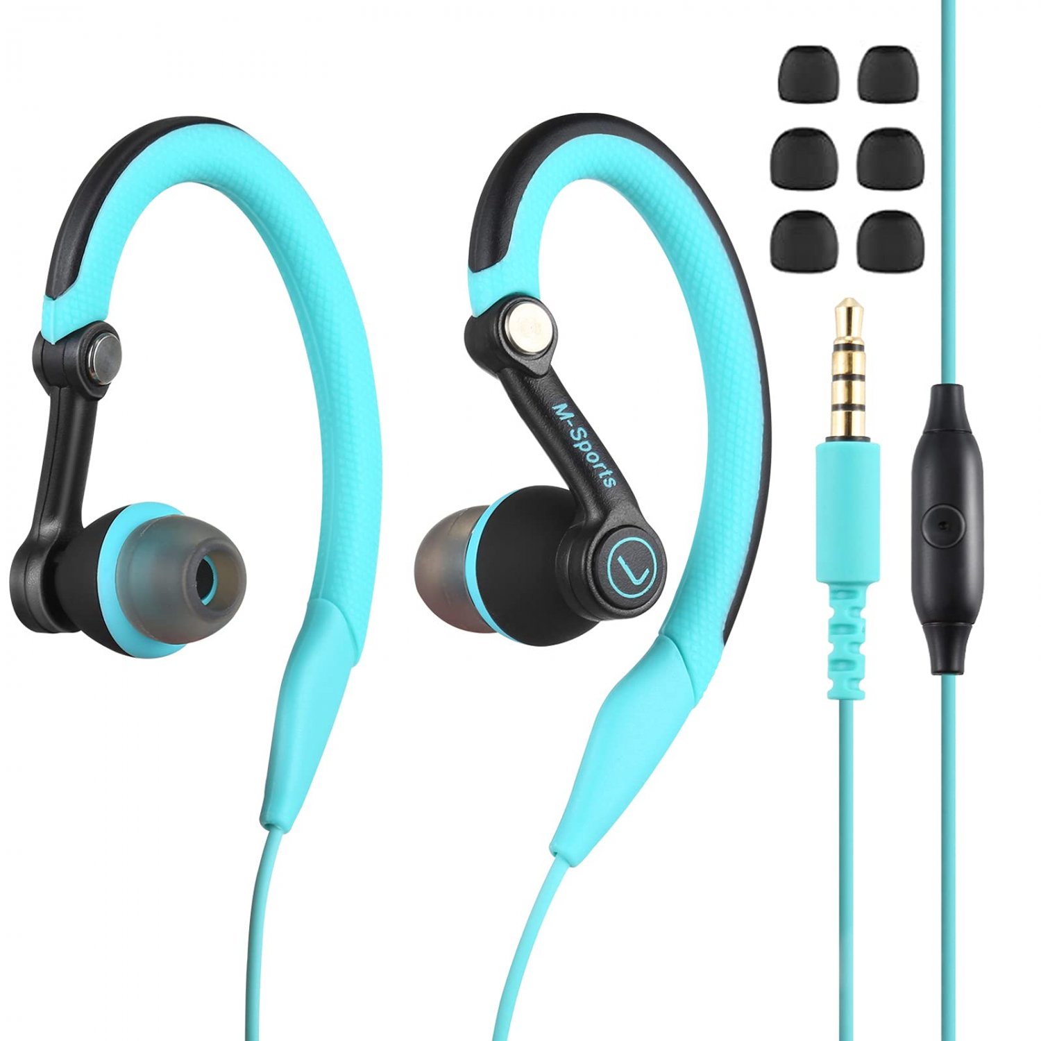 Mucro Sport Headphones Wired, Over Ear Earbuds with Earhook Running Earphones for Jogging Gym Workou