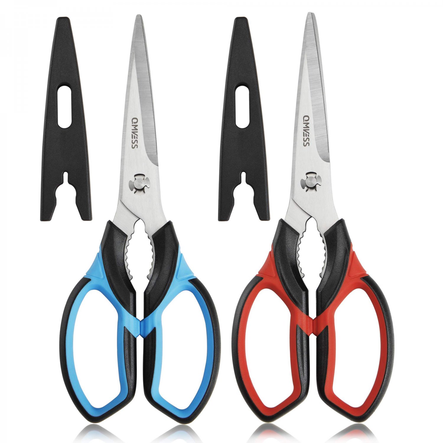 QMVESS Kitchen Scissors 2-Pack Kitchen Shears Heavy Duty, Ultra Sharp Stainless Steel Food Scissors 