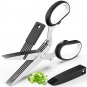 Updated 2022 Herb Scissors Set - Cool Kitchen Gadgets for Cutting Fresh Garden Herbs - Herb Cutter S