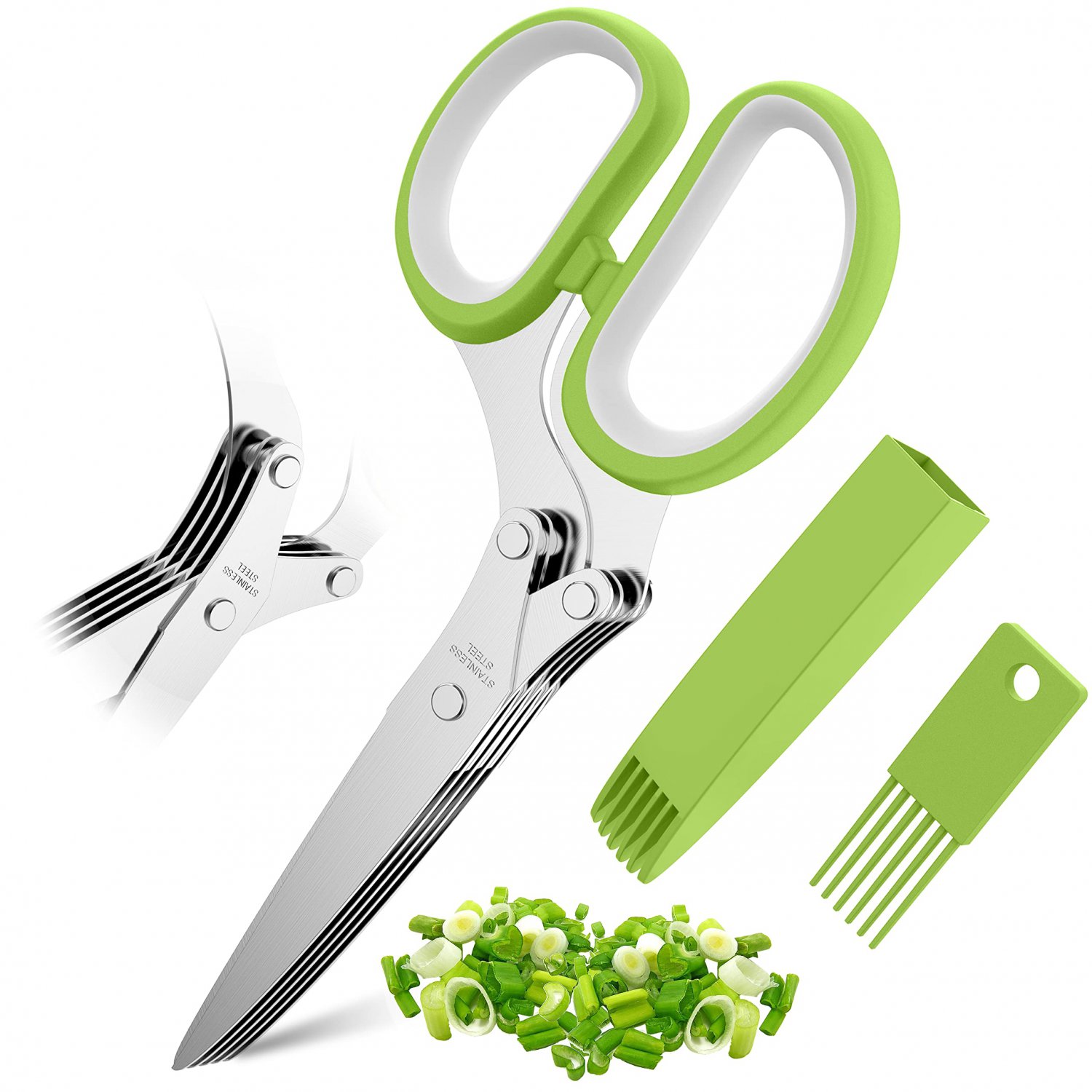 Herb Scissors Set With 5 Blades And Cover Multipurpose Kitchen   632fe89729424 485874b 