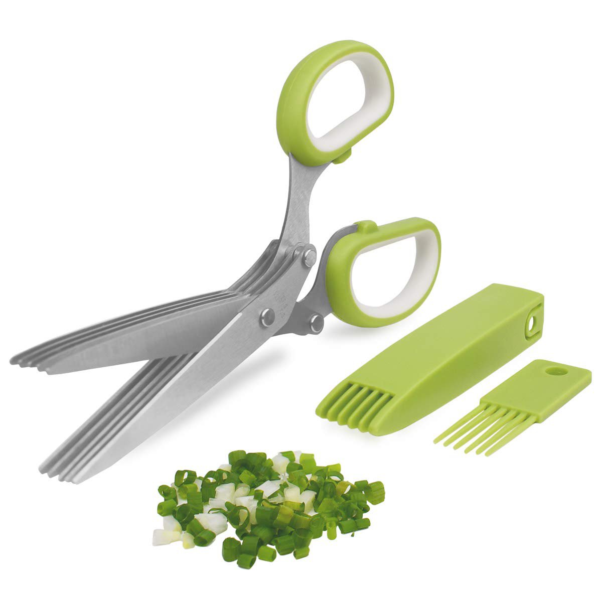 Herb Cutter Scissors 5 Blade Scissors Kitchen Multipurpose Cutting Shear with 5 Stainless Steel Blad