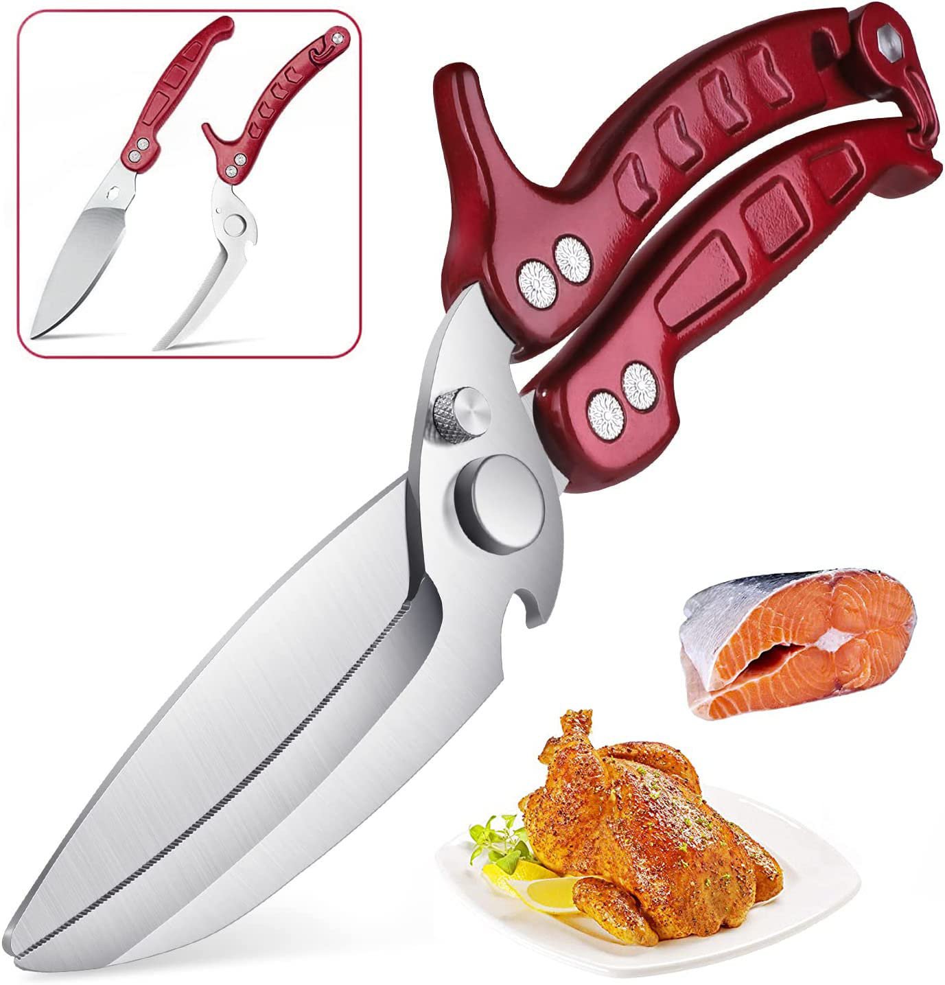 Kitchen Scissors, Kitchen Shears Household Barbecue Scissors Poultry Shears, Stainless Steel Food Co