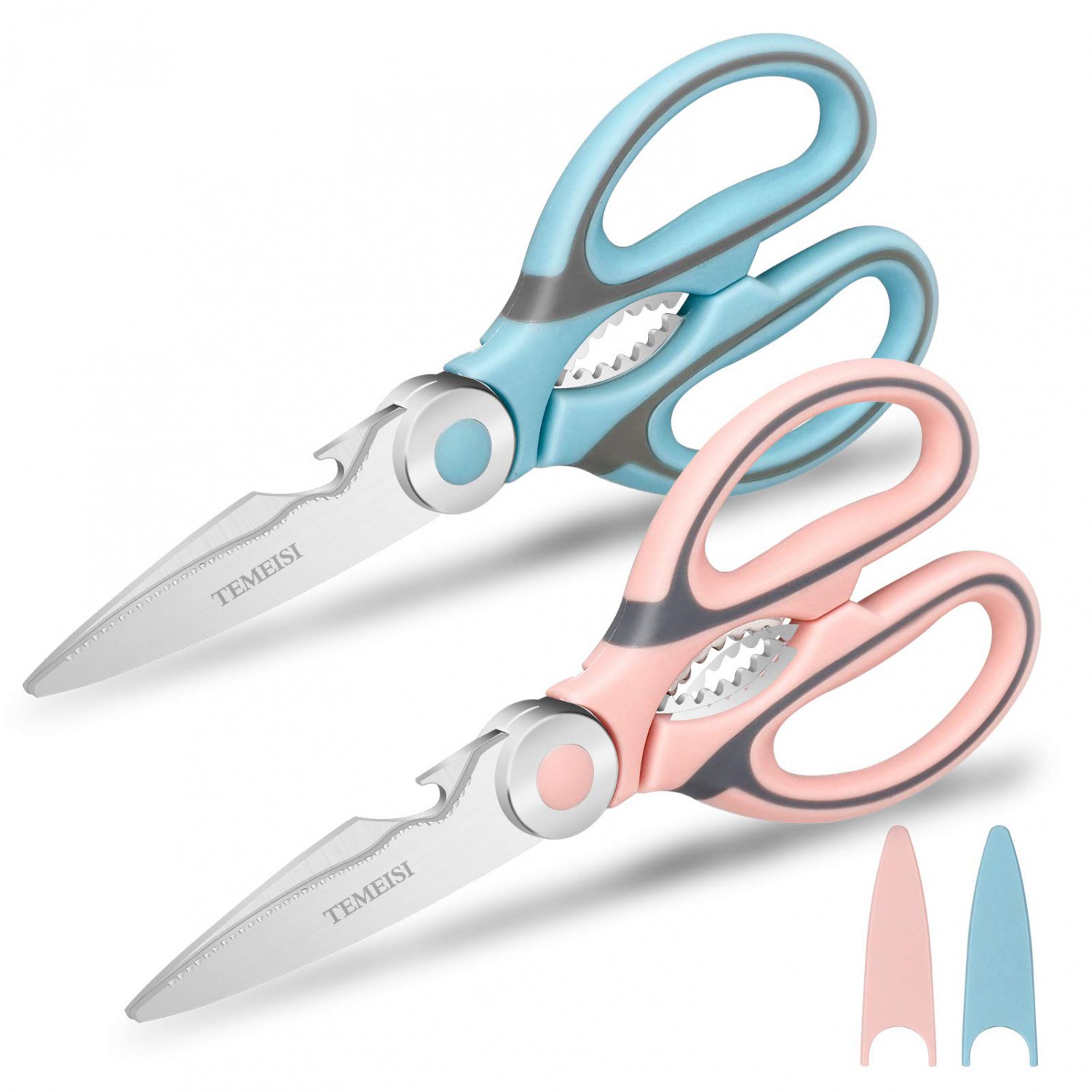 Kitchen Shears, TEMEISI 2-Pack Multi-function Heavy Duty Kitchen Scissors, Ultra Sharp Poultry Shear
