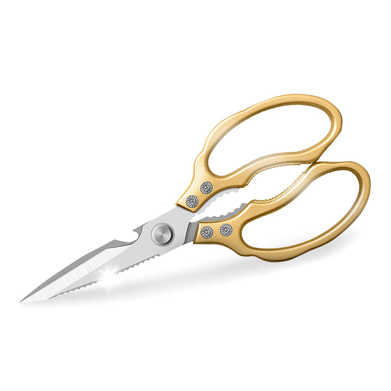 AWinjoy Kitchen Scissors, Heavy Duty Sharp Kitchen Shears Dishwasher Safe ,Gold Kitchen Accessories 
