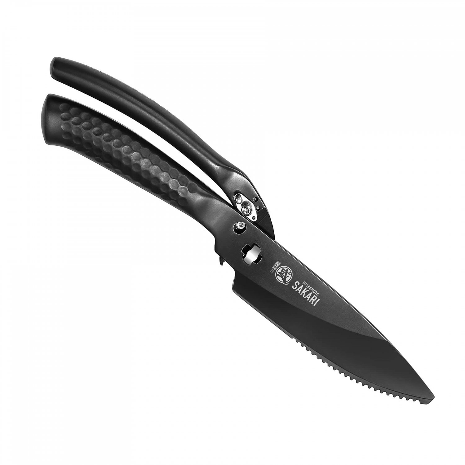 MITSUMOTO SAKARI 4.7 inch Japanese Kitchen Scissorss, Black Titanium Plating Kitchen Shears Heavy Du