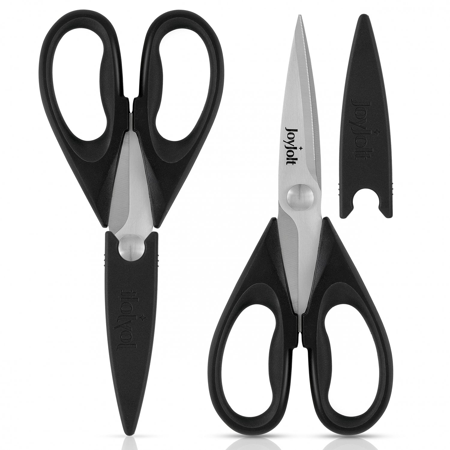 JoyJolt Kitchen Shears Heavy Duty Scissors (TWO) With Scissor Sheaths. All Purpose Utility Scissors;