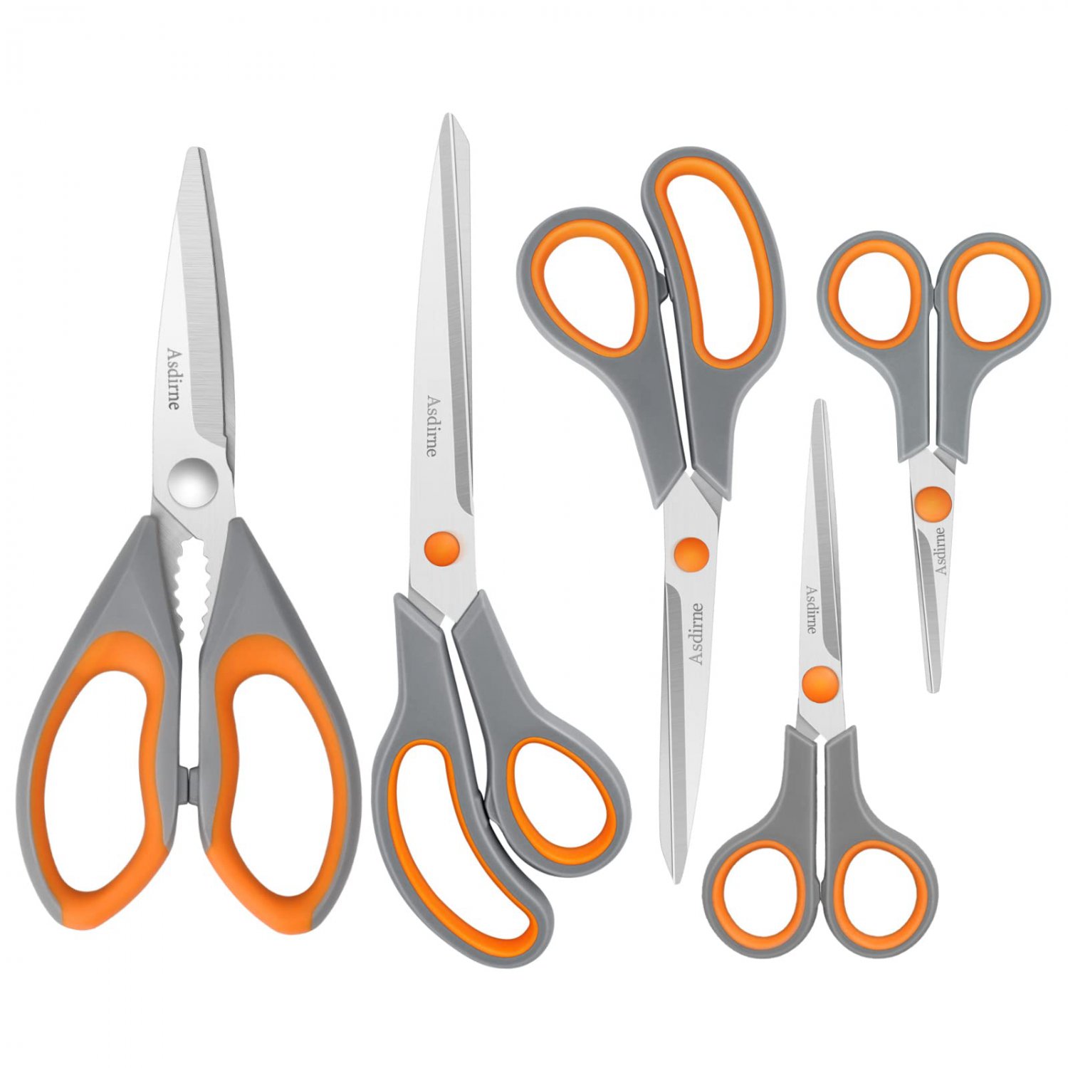 Asdirne Kitchen Scissors Set, Knife-Grade Stainless Steel, TPR Comfortable Handle All Purpose Scisso