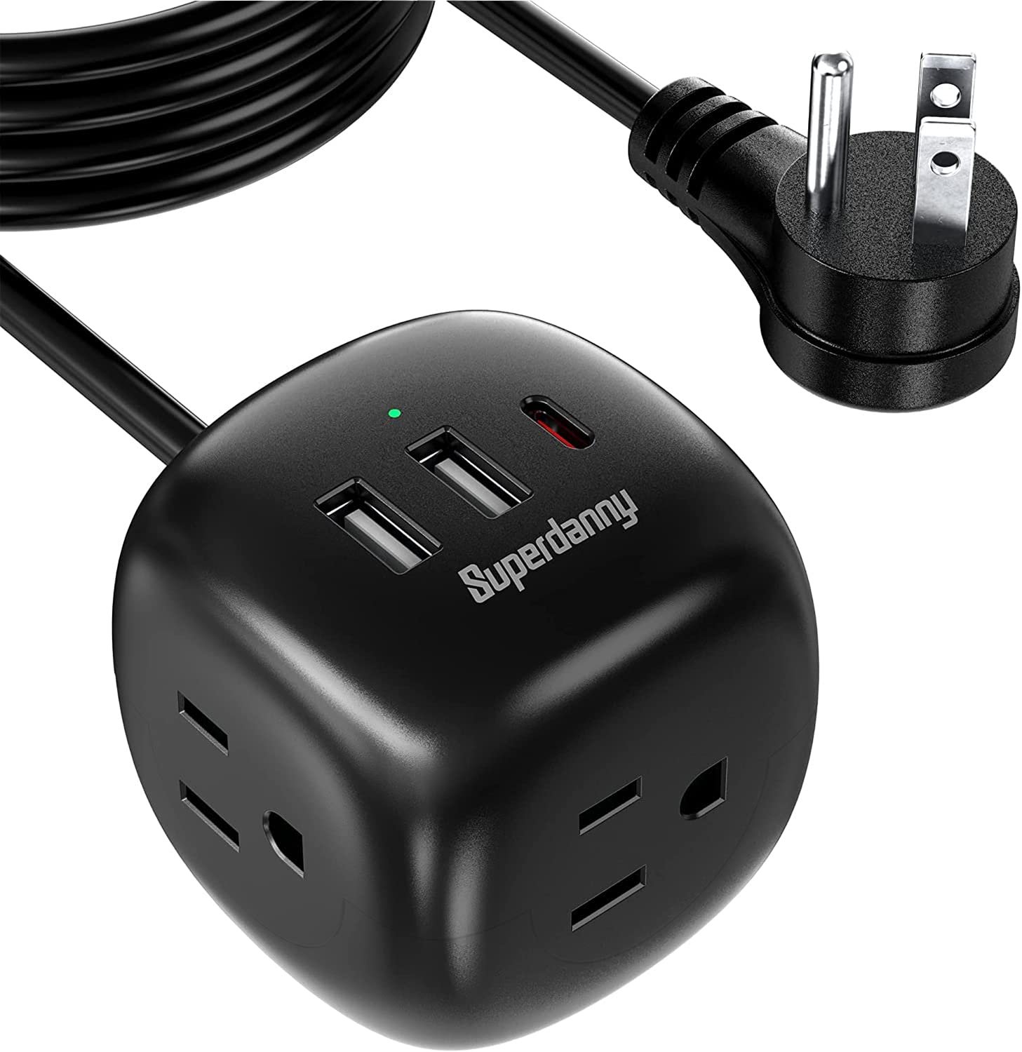 USB C Fast Charging Station, SUPERDANNY Power Strip with 3 Outlets & 30W PD Port for iPhone13, 5 Ft 