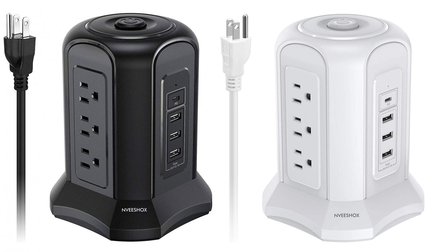 USB C Power Strip Tower Surge Protector Electric Charging Station with USB-C,9 AC Outlets,3 USB Port