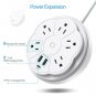 Retractable Power Strip, 5 Outlet Flat Plug Strip with Smart USB Ports and Type-C Port, 900J Surge P