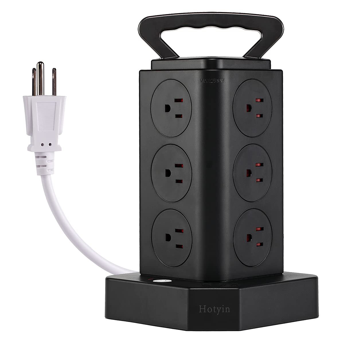 Hotyin Power Strip Tower Surge Protector, 12 Outlets 6 USB Ports Charging Station, 6ft Extension Cor