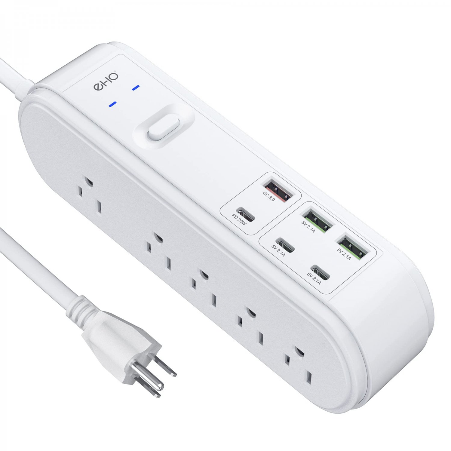 PD 20W USB C Power Strip Surge Protector, 10 Outlets and 3 USB C&3 USB A Ports, 6ft Extension Cord, 