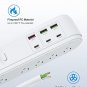 PD 20W USB C Power Strip Surge Protector, 10 Outlets and 3 USB C&3 USB A Ports, 6ft Extension Cord, 