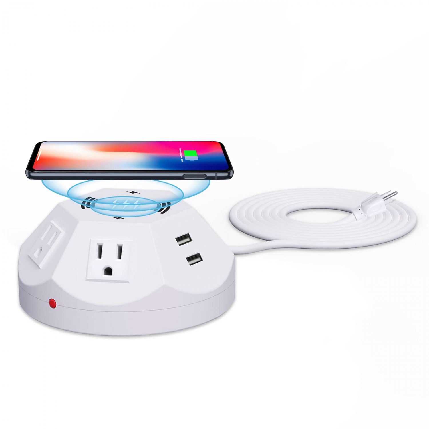 Surge Protector Power Strip Tower with USB Ports, Wireless Charging Tower with 4 AC Outlets & 4 USB 