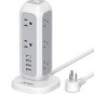 Power Strip Tower JSVER Surge Protector Power Strip Tower 11 AC Outlet 4 USB Ports Desktop Charging