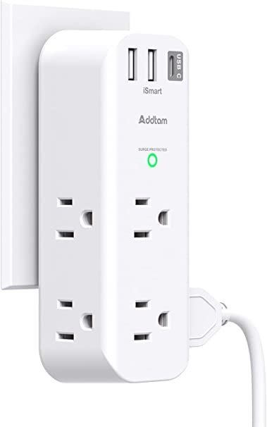 Surge Protector - Outlet Extender with Rotating Plug, Multi Plug Outlets with 6 AC 3 USB Ports (1 US