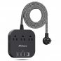 Power Strip with USB C, 3 Outlet 4 USB Ports 4.5A Flat Plug Desktop Charging Station, Non Surge Prot