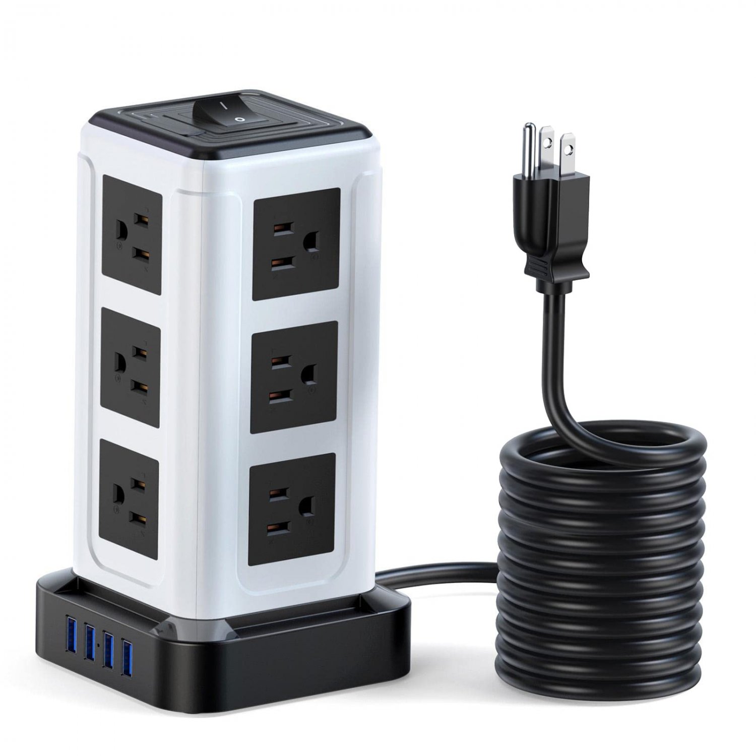 homweeling Power Strip Tower Surge Protector, Modern Strips Desk Charging Outlet with 12 Outlets 4 U