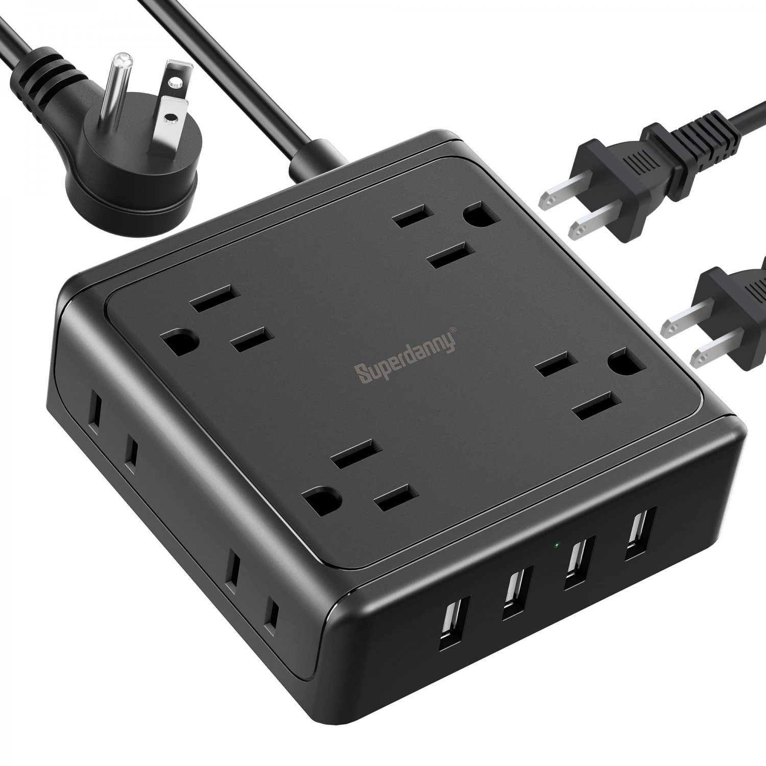Power Strip with USB Ports, SUPERDANNY, 8 Widely Spaced AC Outlets & 4 USB, Mountable, Charging Stat