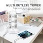 Desktop Power Strip Tower - Multi Plug Power Station with 10 Outlets + 4 USB Charging Ports - Retrac