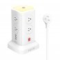 Power Strip Tower Surge Protector - Lazy Elf 1875W 15A 8 Outlets 6 USB Ports Charging Tower with Nig