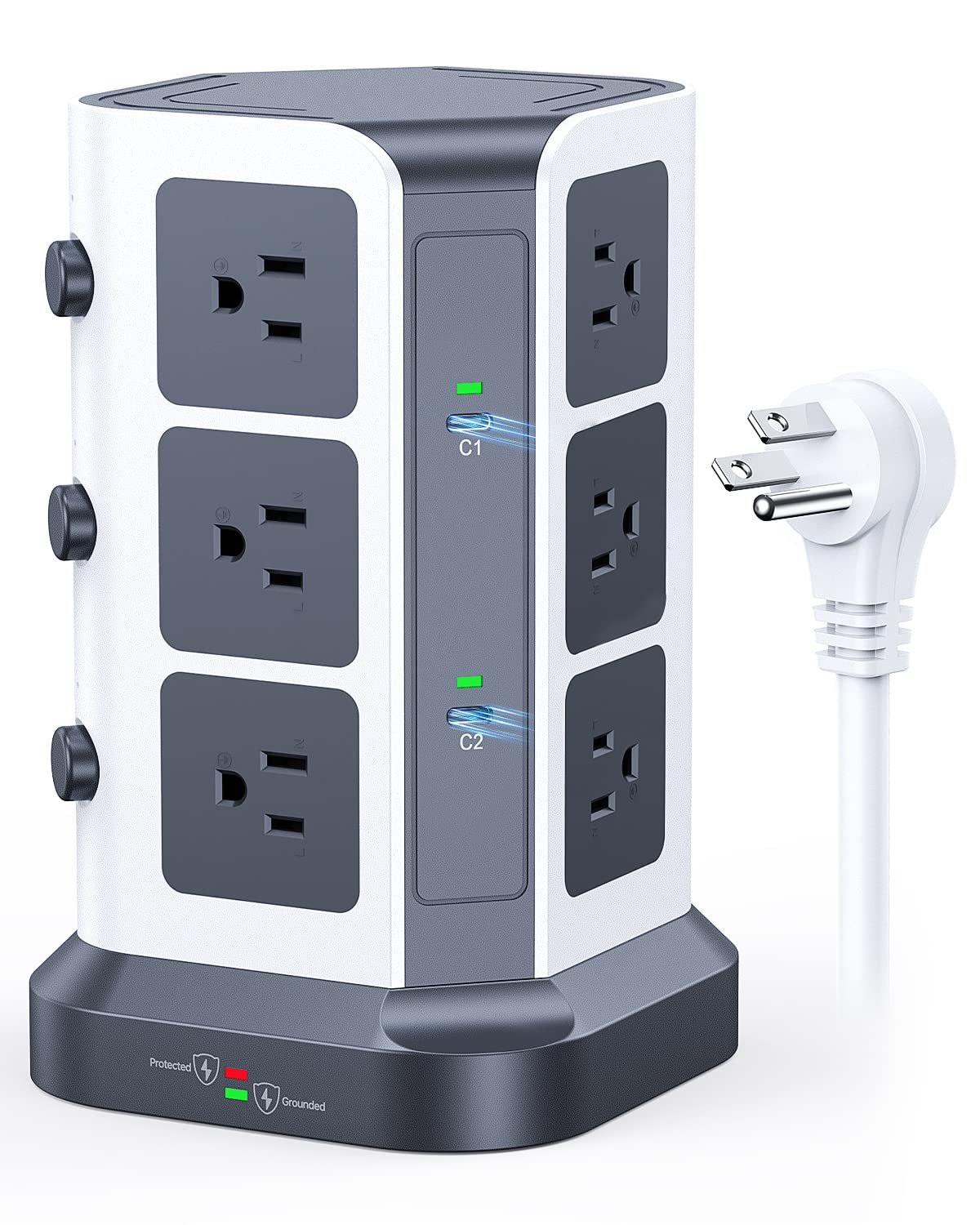 KOOSLA [65W] PD Power Strip Tower Surge Protector, USB C Desktop