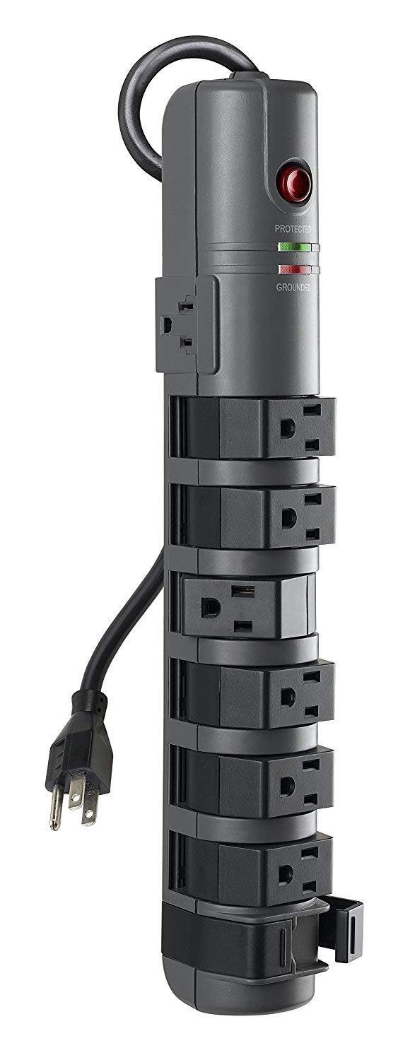 Belkin Power Strip Surge Protector with 8 Rotating AC Outlets - 6 ft Long Flat Pivot Plug - Heavy Du