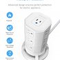 BESTEK 12 Outlets Power Strip Tower with 3 USB Ports Stackable Design Extend to 14 AC Outlets for PC