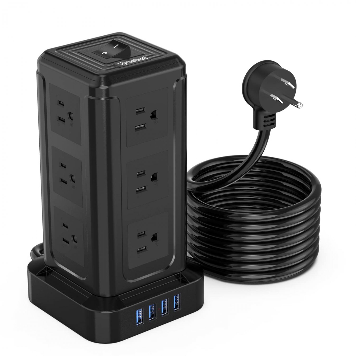 Power Strip with USB Ports, Power Strip Tower Surge Protector with 12 AC Outlets and 4 USB Charging 