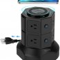 SUPERDANNY Power Strip Tower with 15W Magnet Connecting Wireless Charger, 6.5Ft Retractable Extensio
