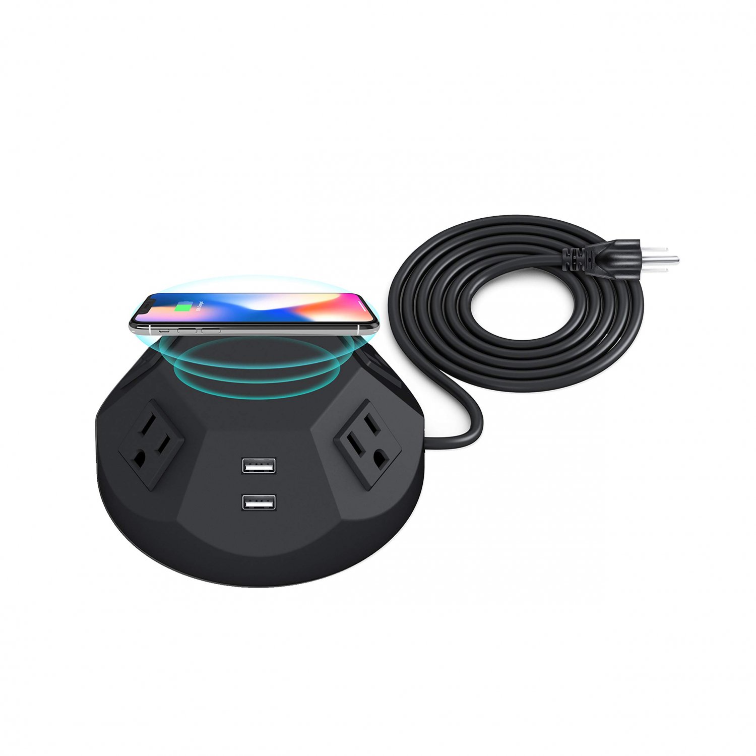 Power Strip Tower with Wireless Charger and USB Ports, Surge Protector with 4 Outlet and 4 USB, 6.56