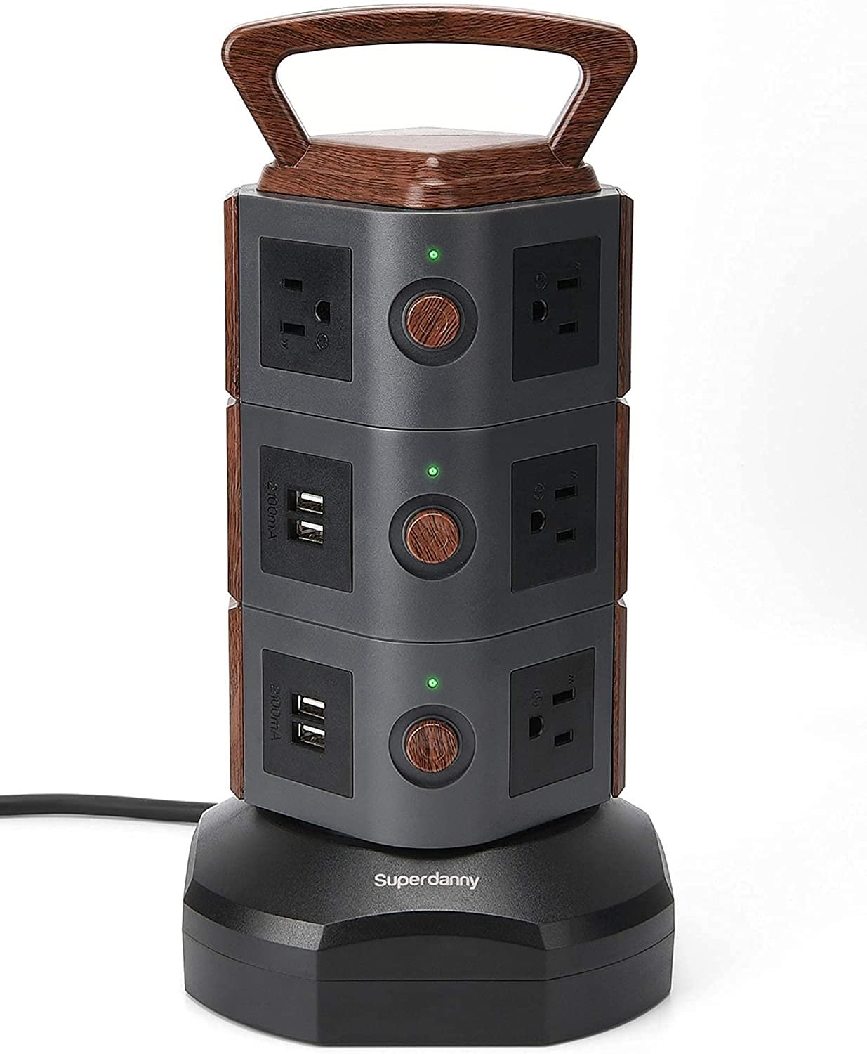 SUPERDANNY Surge Protector Power Strip Tower with 4 USB Ports, 6.5 Feet Extension Cord with 3120W 13