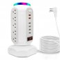 Power Strip Tower with Colorful Night Light,15 Outlets 6 USB Ports, Surge Protector with USB Fast Ch