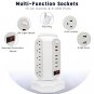 Power Strip Tower with Colorful Night Light,15 Outlets 6 USB Ports, Surge Protector with USB Fast Ch