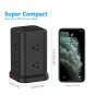 USB Power Strip, Surge Protector Power Strip Tower JSVER Power Strip Flat Plug, 13A 8 AC Outlets 4 U