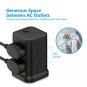 USB Power Strip, Surge Protector Power Strip Tower JSVER Power Strip Flat Plug, 13A 8 AC Outlets 4 U
