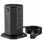 10ft Extension Cord Power Strip Tower, NTONPOWER Flat Plug Surge Protector with 8 Outlets 5 USB Desk