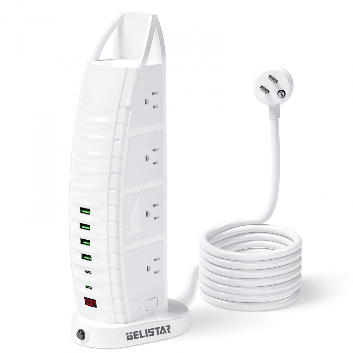 Surge Protector Power Strip Tower, Gelistar 8 AC Outlets with 6 USB Ports &iuml;&frac14;�2 Type C, Mulitple Plug